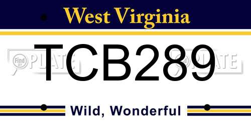 TCB289 West Virginia License Plate