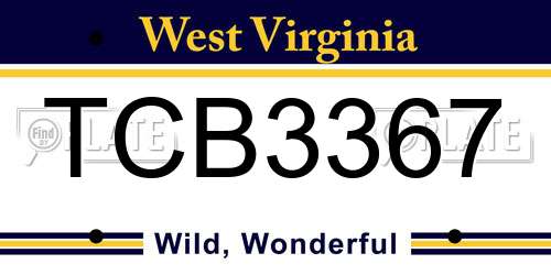 TCB3367 West Virginia License Plate