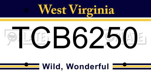 TCB6250 West Virginia License Plate
