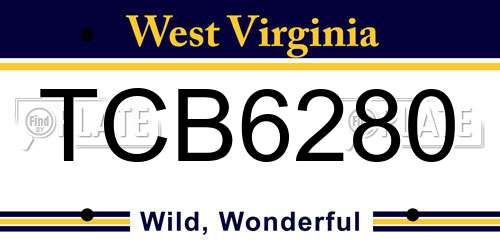 TCB6280 West Virginia License Plate