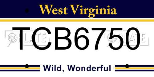 TCB6750 West Virginia License Plate