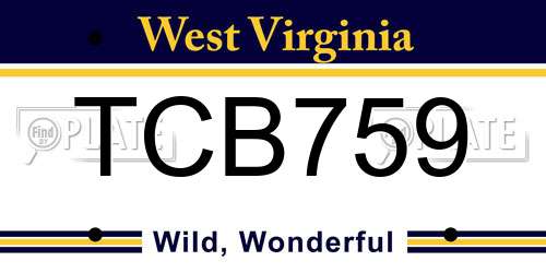 TCB759 West Virginia License Plate