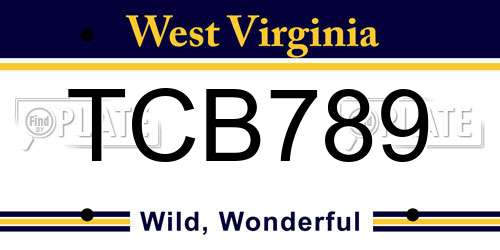 TCB789 West Virginia License Plate