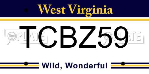 TCBZ59 West Virginia License Plate