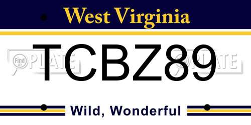 TCBZ89 West Virginia License Plate