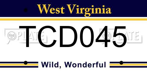TCD045 West Virginia License Plate