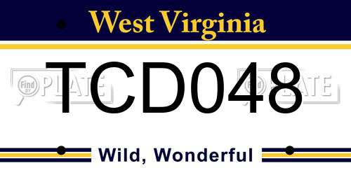 TCD048 West Virginia License Plate