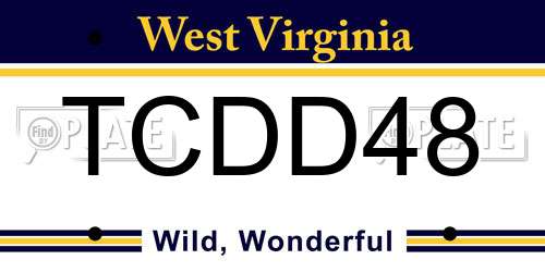 TCDD48 West Virginia License Plate