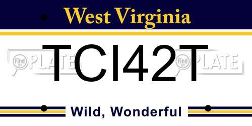 TCI42T West Virginia License Plate
