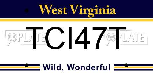 TCI47T West Virginia License Plate