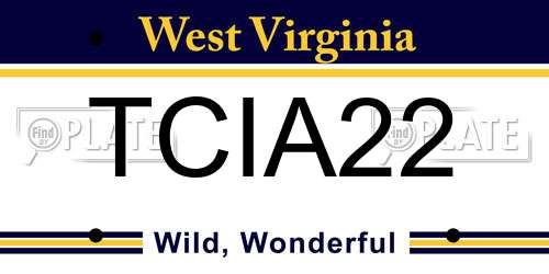TCIA22 West Virginia License Plate