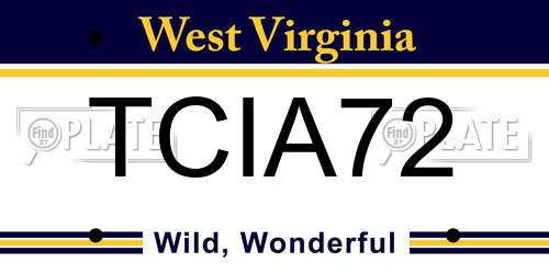 TCIA72 West Virginia License Plate