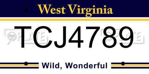 TCJ4789 West Virginia License Plate