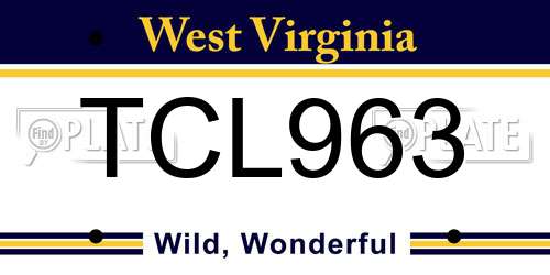 TCL963 West Virginia License Plate