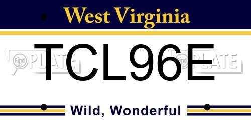 TCL96E West Virginia License Plate