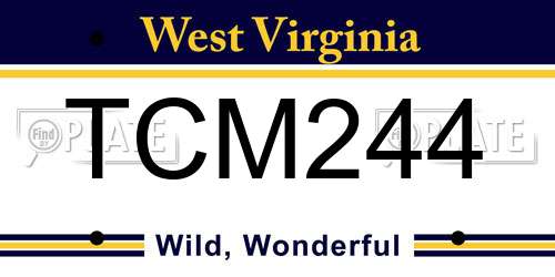 TCM244 West Virginia License Plate