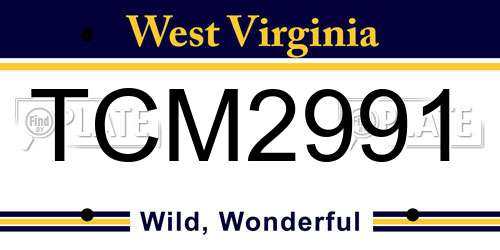TCM2991 West Virginia License Plate