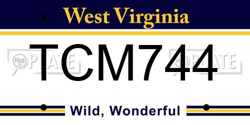 TCM744 West Virginia License Plate