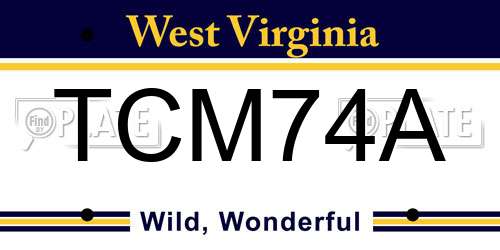 TCM74A West Virginia License Plate