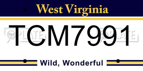TCM7991 West Virginia License Plate