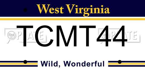 TCMT44 West Virginia License Plate