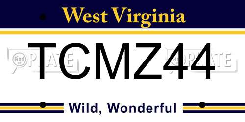 TCMZ44 West Virginia License Plate