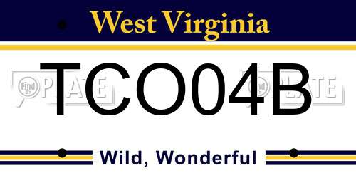 TCO04B West Virginia License Plate