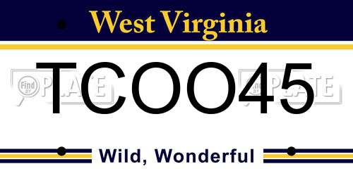 TCOO45 West Virginia License Plate