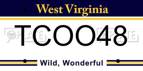 TCOO48 West Virginia License Plate
