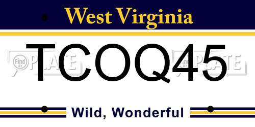 TCOQ45 West Virginia License Plate
