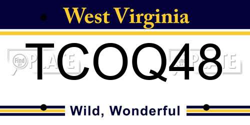 TCOQ48 West Virginia License Plate