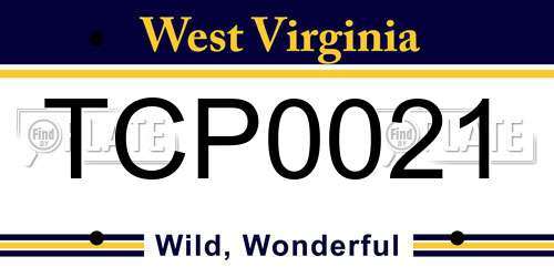 TCP0021 West Virginia License Plate