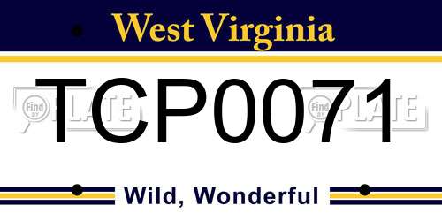 TCP0071 West Virginia License Plate