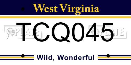 TCQ045 West Virginia License Plate