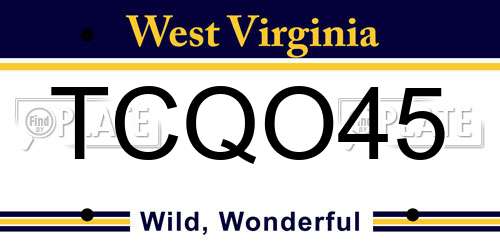 TCQO45 West Virginia License Plate