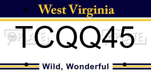 TCQQ45 West Virginia License Plate