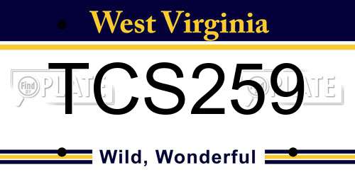 TCS259 West Virginia License Plate
