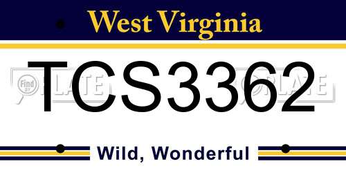 TCS3362 West Virginia License Plate