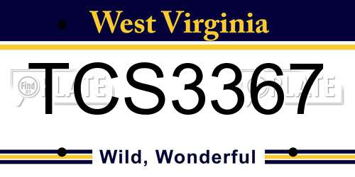 TCS3367 West Virginia License Plate