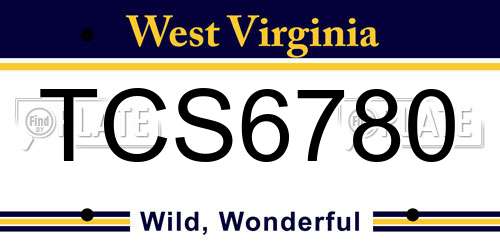 TCS6780 West Virginia License Plate