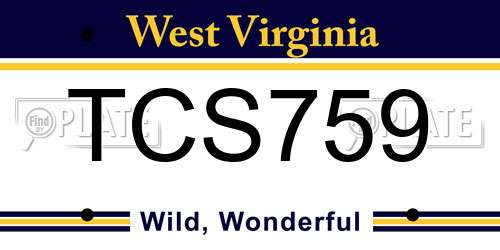 TCS759 West Virginia License Plate