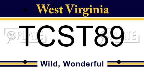 TCST89 West Virginia License Plate
