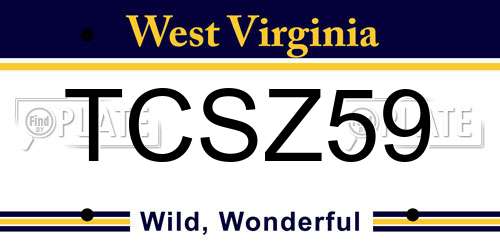 TCSZ59 West Virginia License Plate