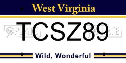 TCSZ89 West Virginia License Plate