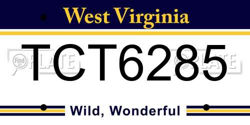 TCT6285 West Virginia License Plate