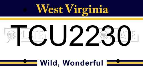 TCU2230 West Virginia License Plate