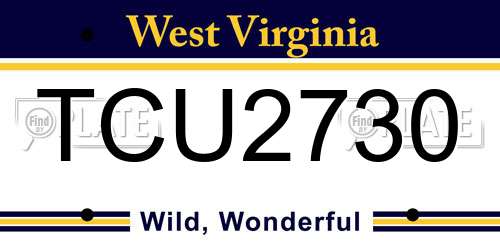TCU2730 West Virginia License Plate
