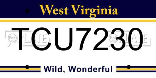TCU7230 West Virginia License Plate