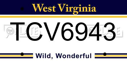 TCV6943 West Virginia License Plate