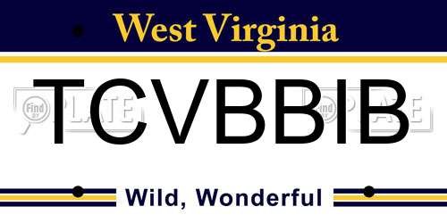 TCVBBIB West Virginia License Plate